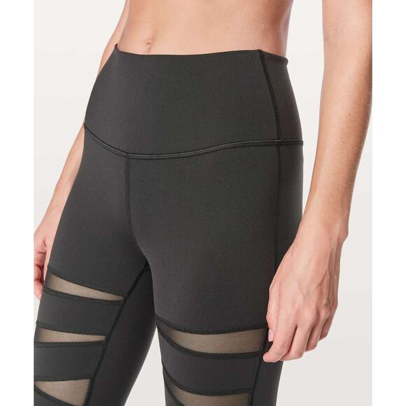 Lululemon Wunder Under Pant Hi-Rise Tech Mesh 28" Sz 2 Black - Picture 1 of 6